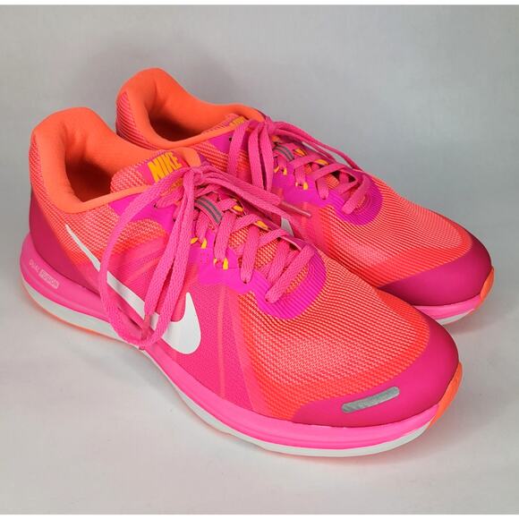 Nike Dual Fusion X2 Running Shoes NEW NEON Pink White Mango Women's US Size 9 - Picture 1 of 14